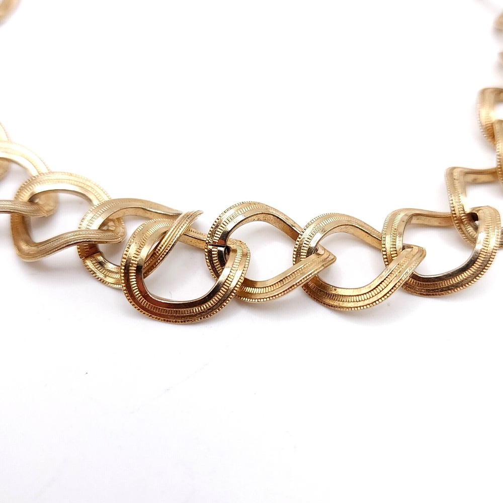 Gold Choker Necklace Oversized Abstract Link Adjustable - Picture 3 of 3